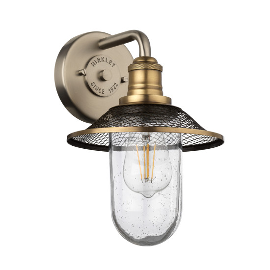 Rigby 1 Wall Lamp Nickel/Brass/Glass 30cm IP44 Rigby 1 Wall Lamp Nickel/Brass/Glass 30cm IP44