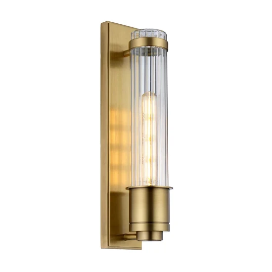Wellington 1 Vägglampa Åldrad Mässing/Glas 40cm IP44