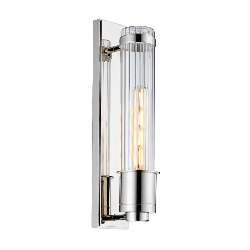 Wellington 1 Wall Lamp Polished Chrome/Glass 40cm IP44 Elstead Lighting Wellington 1 Wall Lamp Polished Chrome/Glass 40cm IP44
