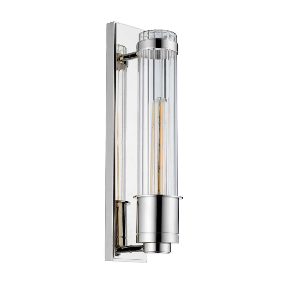 Wellington 1 Wall Lamp Polished Chrome/Glass 40cm IP44 Elstead Lighting Wellington 1 Wall Lamp Polished Chrome/Glass 40cm IP44