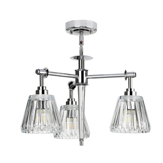 Agatha 3-ljus Taklampa Polerad Krom 47cm