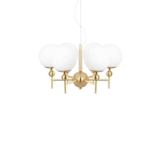 Astrid ljuskrona mässing/vit 50cm