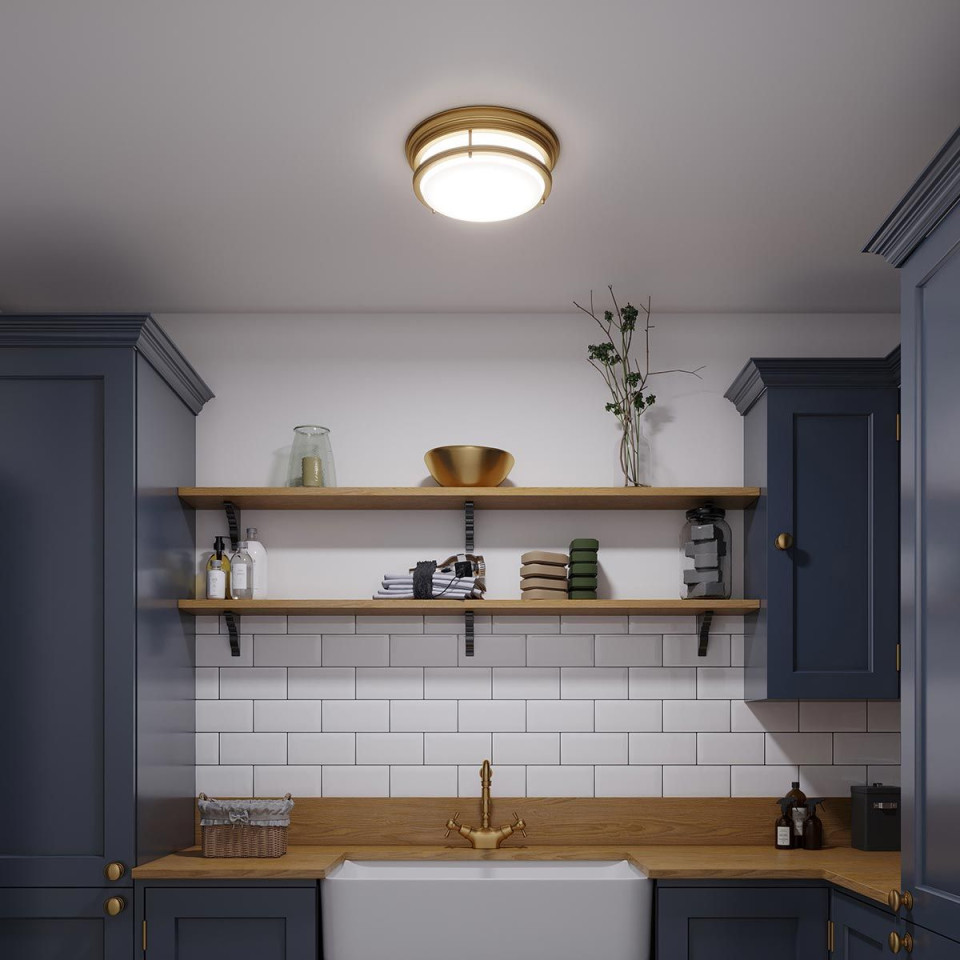 Hadley 3 light plafond IP44 brushed bronze 35.6cm Quoizel Hadley 3 light plafond IP44 brushed bronze 35.6cm