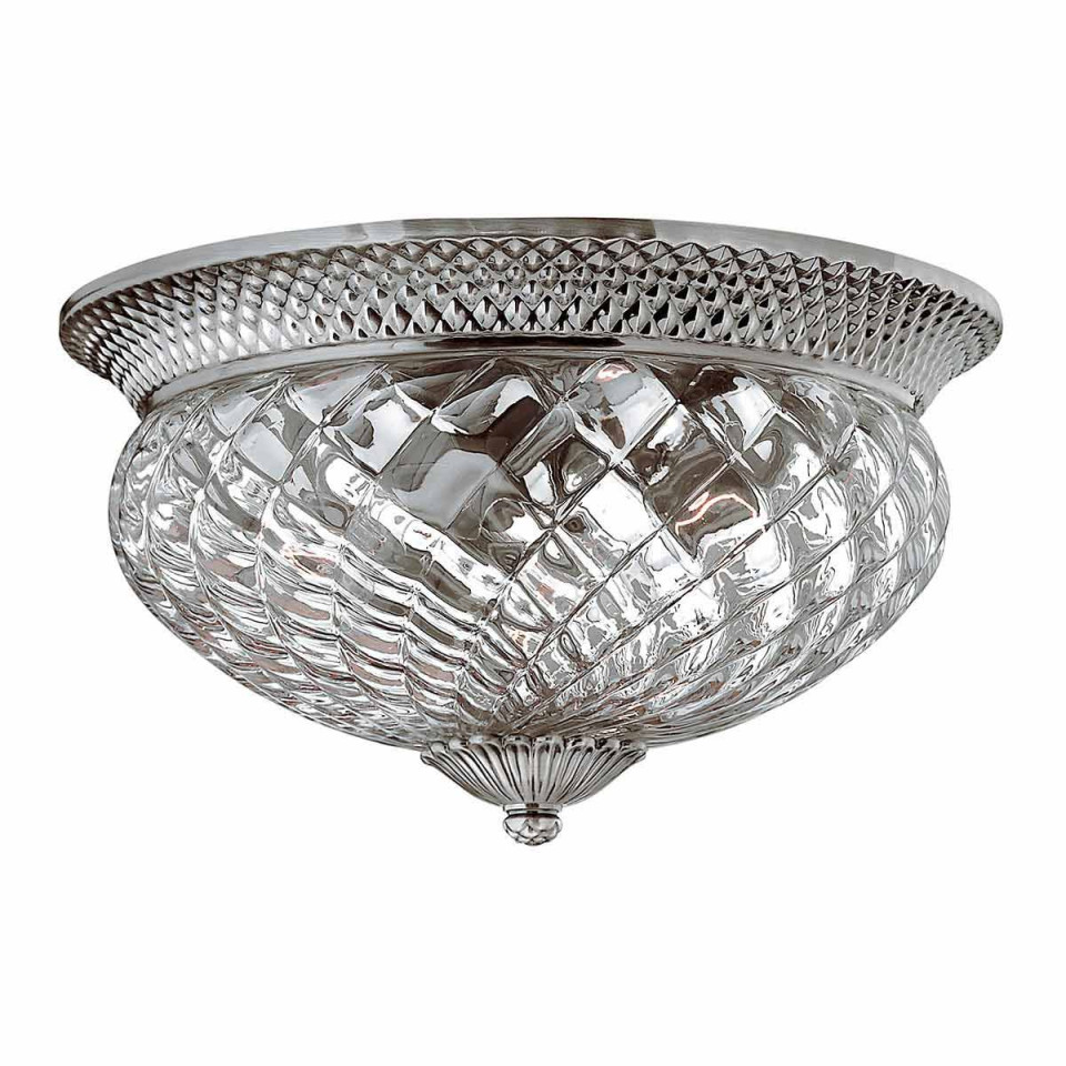 Plantation 3 light large plafond polished antique nickel 40.6cm Elstead Lighting Plantation 3 light large plafond polished antique nickel 40.6cm