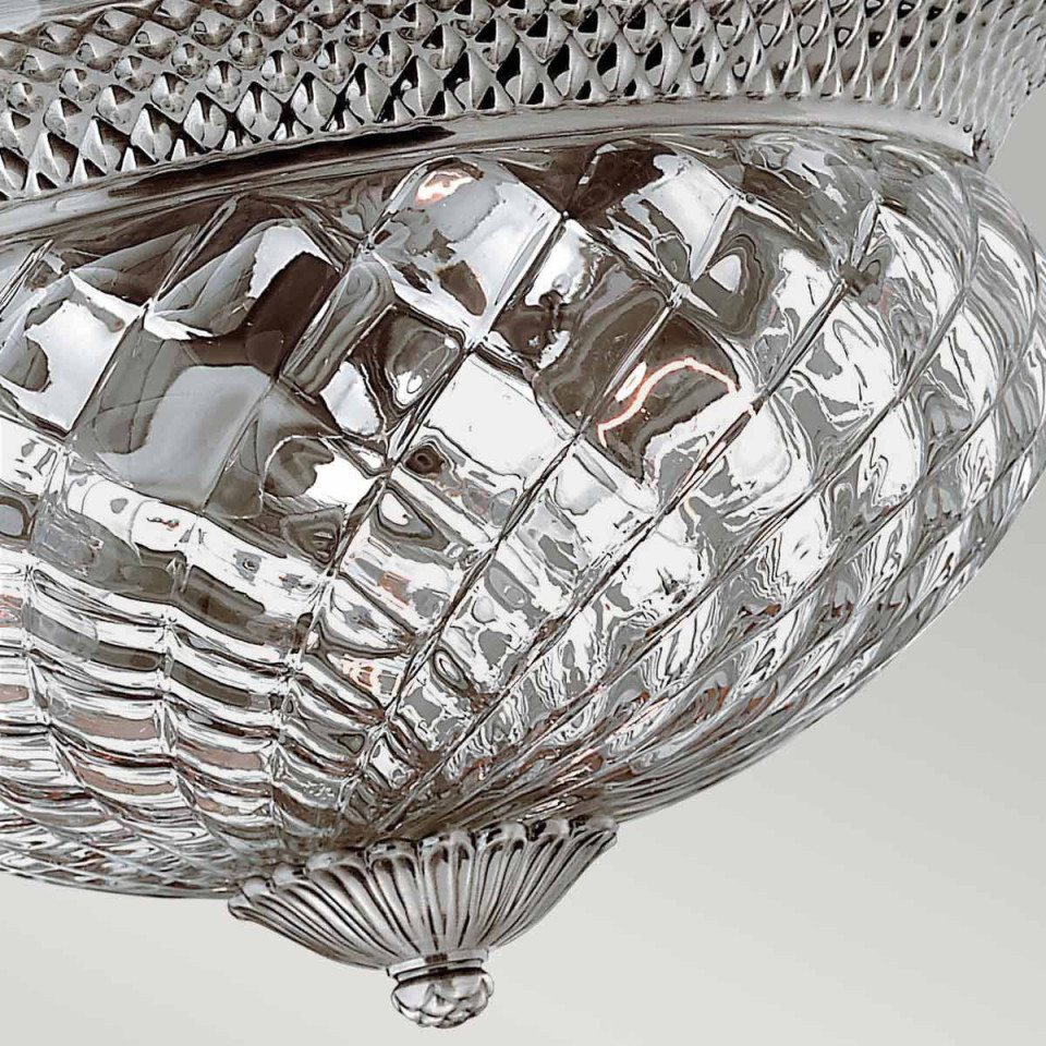 Plantation 3 light large plafond polished antique nickel 40.6cm Elstead Lighting Plantation 3 light large plafond polished antique nickel 40.6cm
