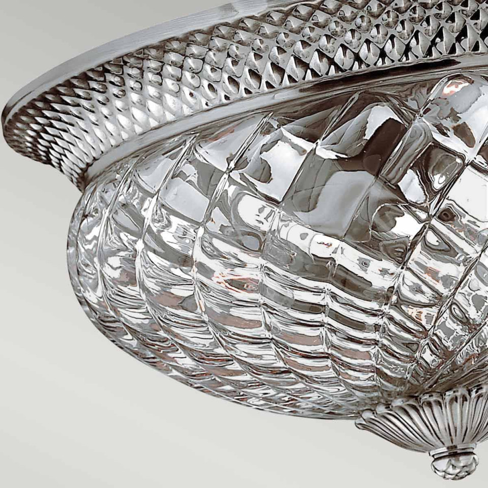 Plantation 3 light large plafond polished antique nickel 40.6cm Elstead Lighting Plantation 3 light large plafond polished antique nickel 40.6cm