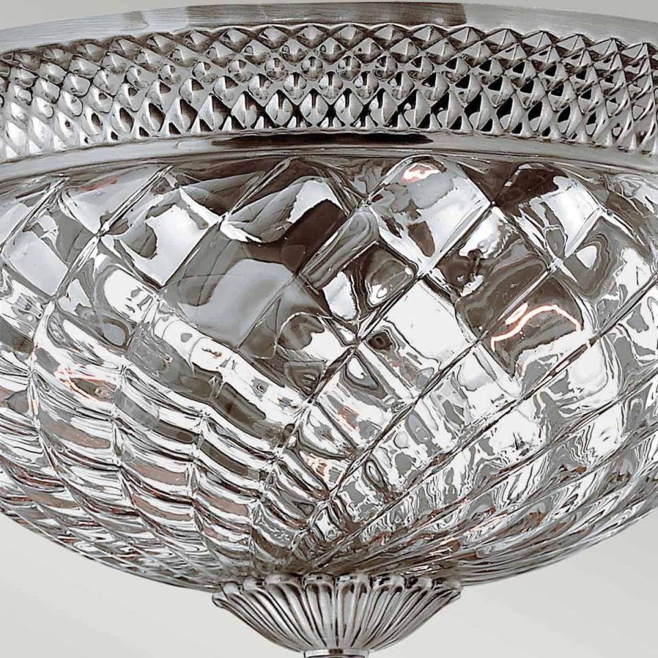 Plantation 3 light large plafond polished antique nickel 40.6cm Elstead Lighting Plantation 3 light large plafond polished antique nickel 40.6cm