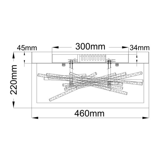 Styx LED plafond black/gold 46cm Styx LED plafond black/gold 46cm
