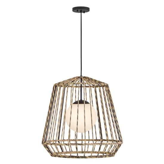 Arlen 1-Ljus utomhus taklampa rattan/svart 61 cm IP44