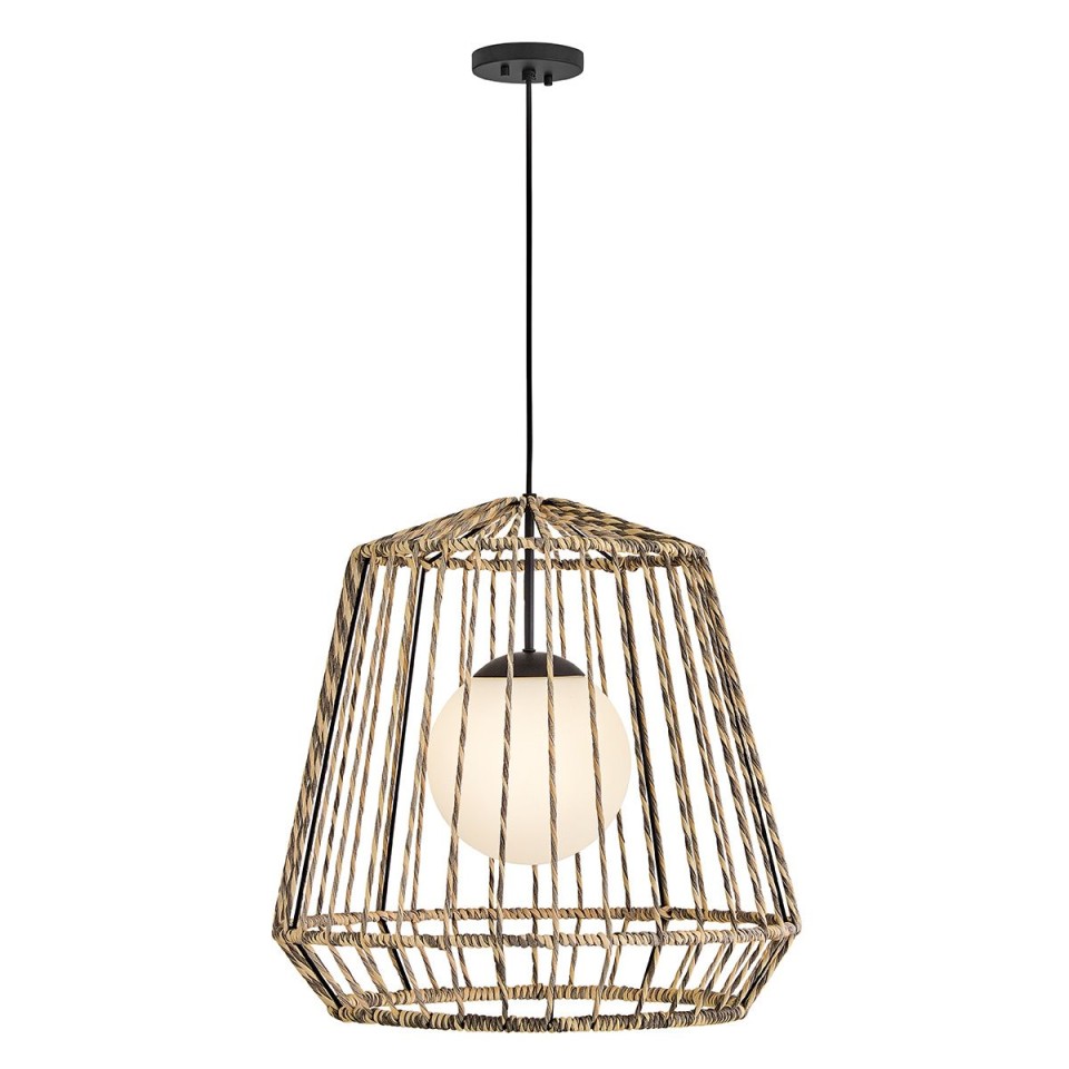 Arlen 1-lt large outdoor ceiling light rattan/black 61 cm IP44