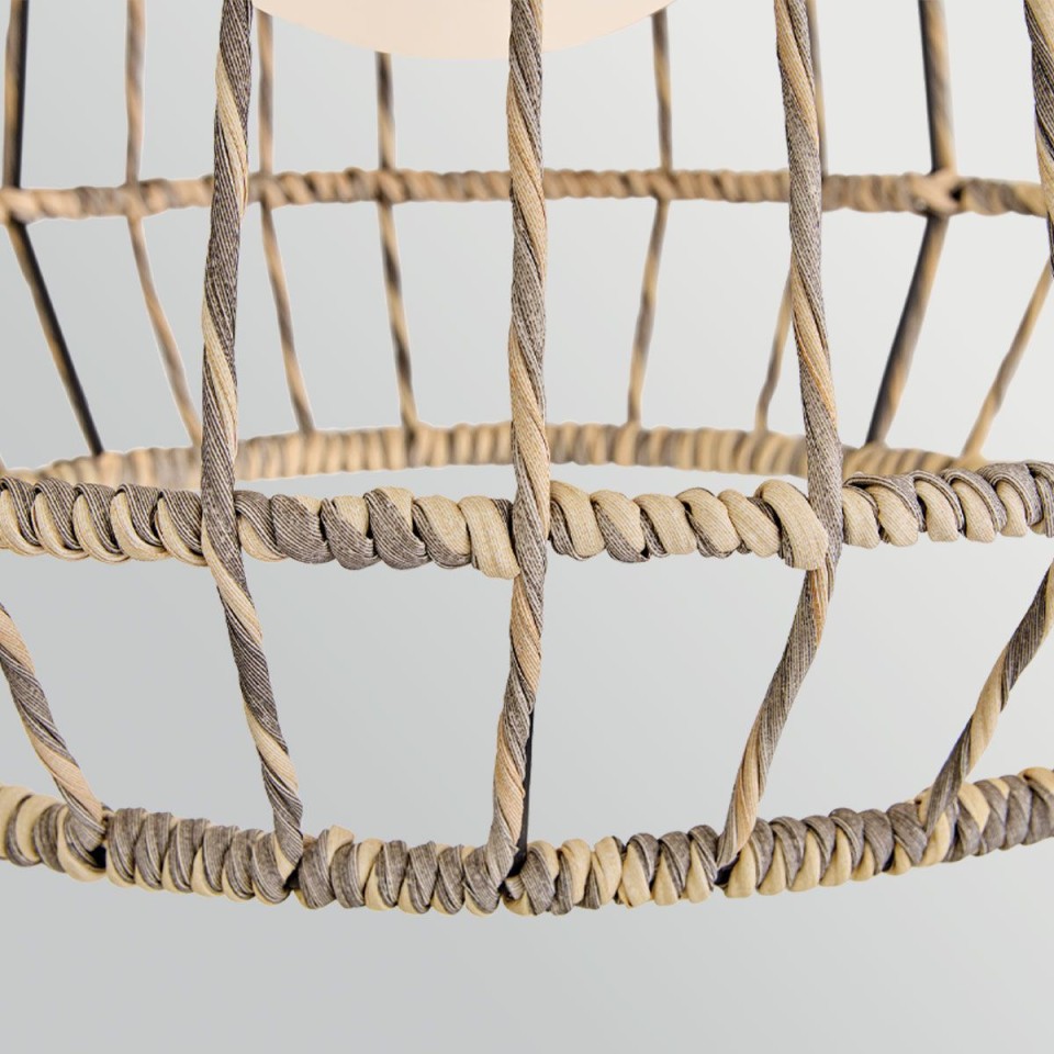 Arlen 1-lt large outdoor ceiling light rattan/black 61 cm IP44