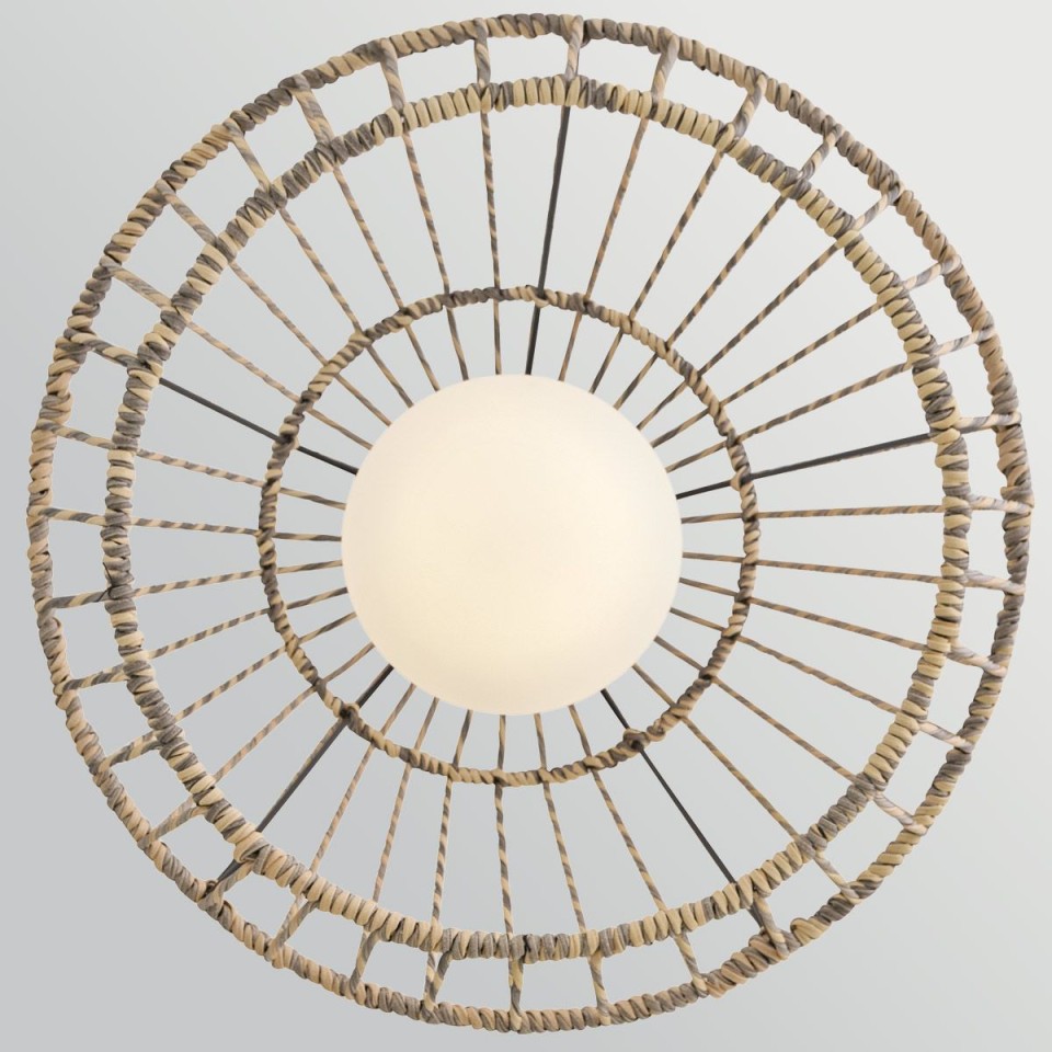 Arlen 1-lt large outdoor ceiling light rattan/black 61 cm IP44