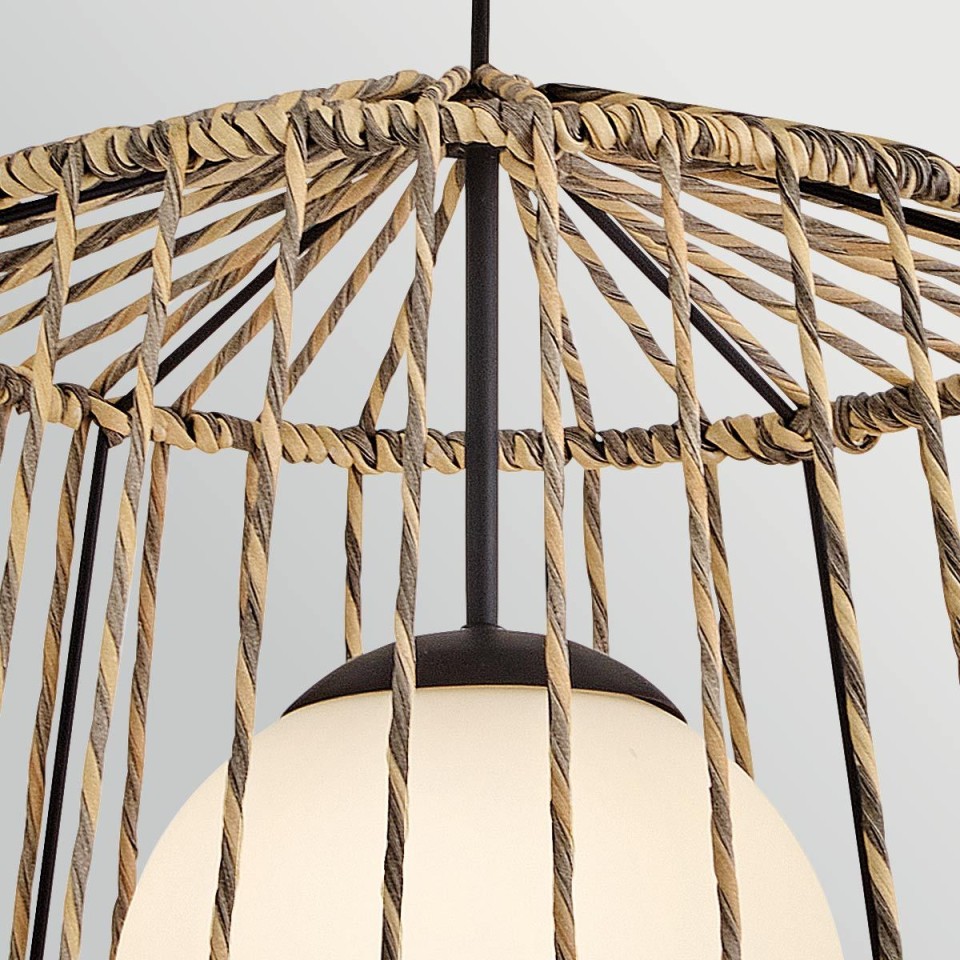 Arlen 1-lt large outdoor ceiling light rattan/black 61 cm IP44