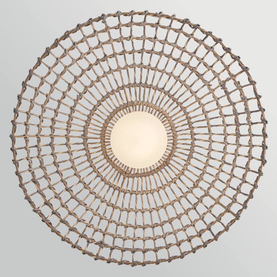 Arlen 1-lt x-large outdoor ceiling light rattan/black 76.2 cm IP44