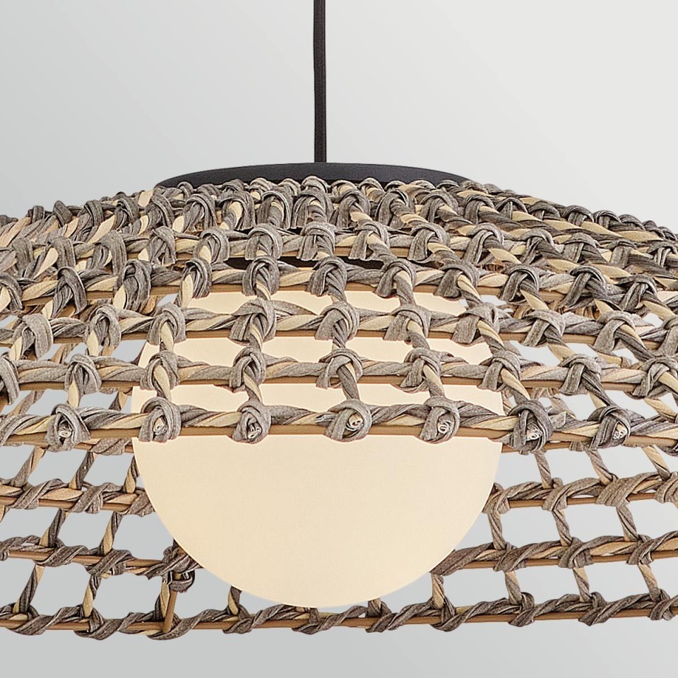 Arlen 1-lt x-large outdoor ceiling light rattan/black 76.2 cm IP44