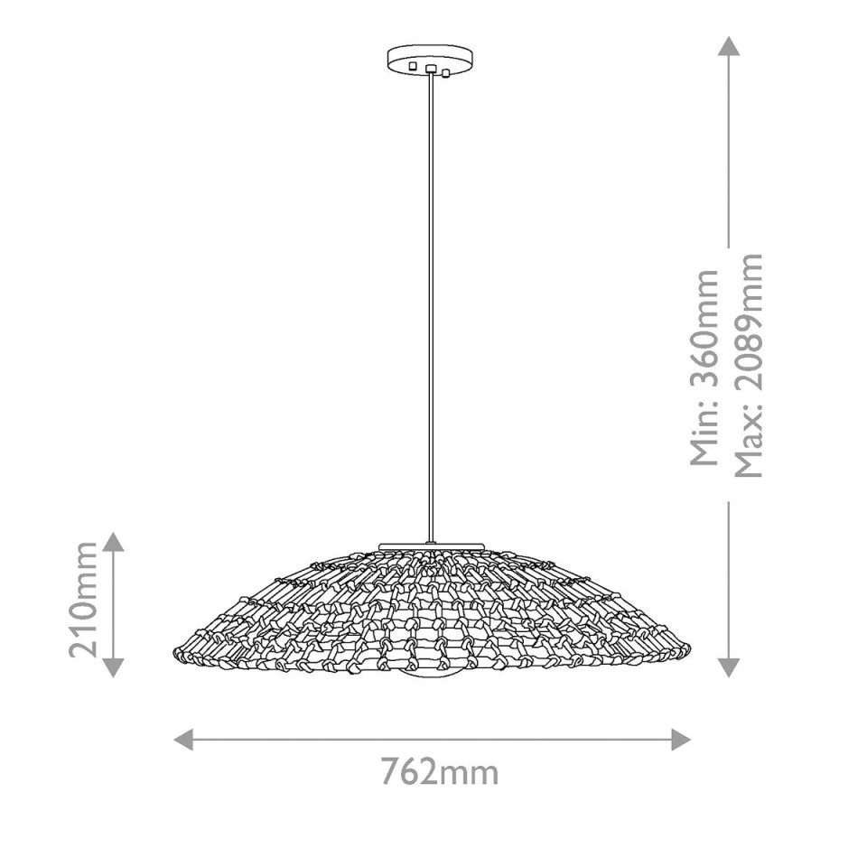 Arlen 1-lt x-large outdoor ceiling light rattan/black 76.2 cm IP44