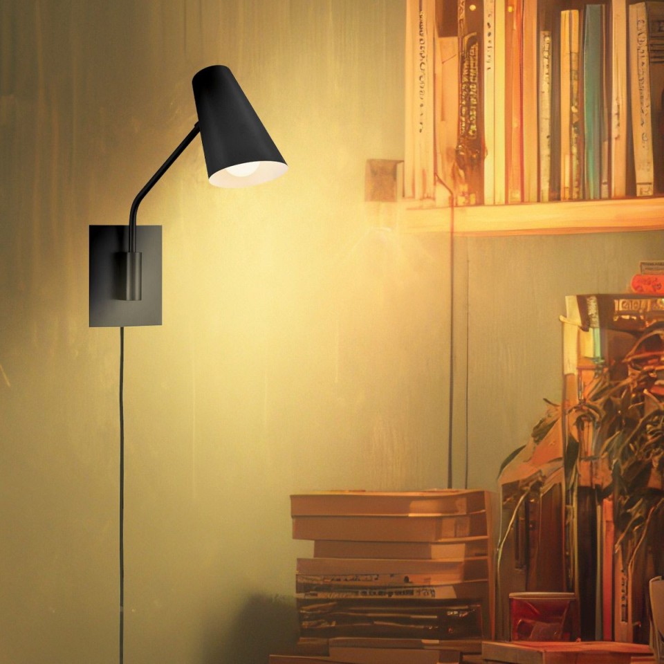 Bray 1-lt wall light black 42.5 cm