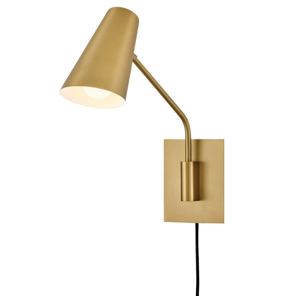 Bray 1-lt wall light lacquered brass 42.5 cm