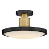 Kieran semi-flush ceiling light black/brass/white glass 36.2 cm