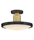 Kieran semi-flush ceiling light black/brass/white glass 36.2 cm