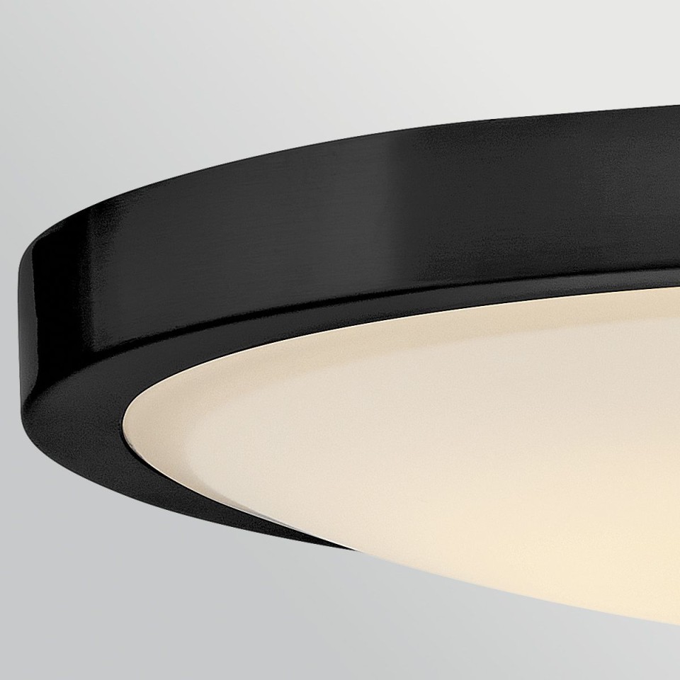 Kieran semi-flush ceiling light black/brass/white glass 36.2 cm