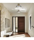 Kieran semi-flush ceiling light black/brass/white glass 36.2 cm