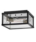 Monte 2-lt outdoor flush ceiling light black/clear 30.5 cm IP44