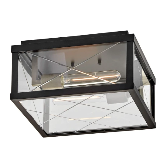 Monte 2-ljus utomhus plafond svart/klar 30,5 cm IP44