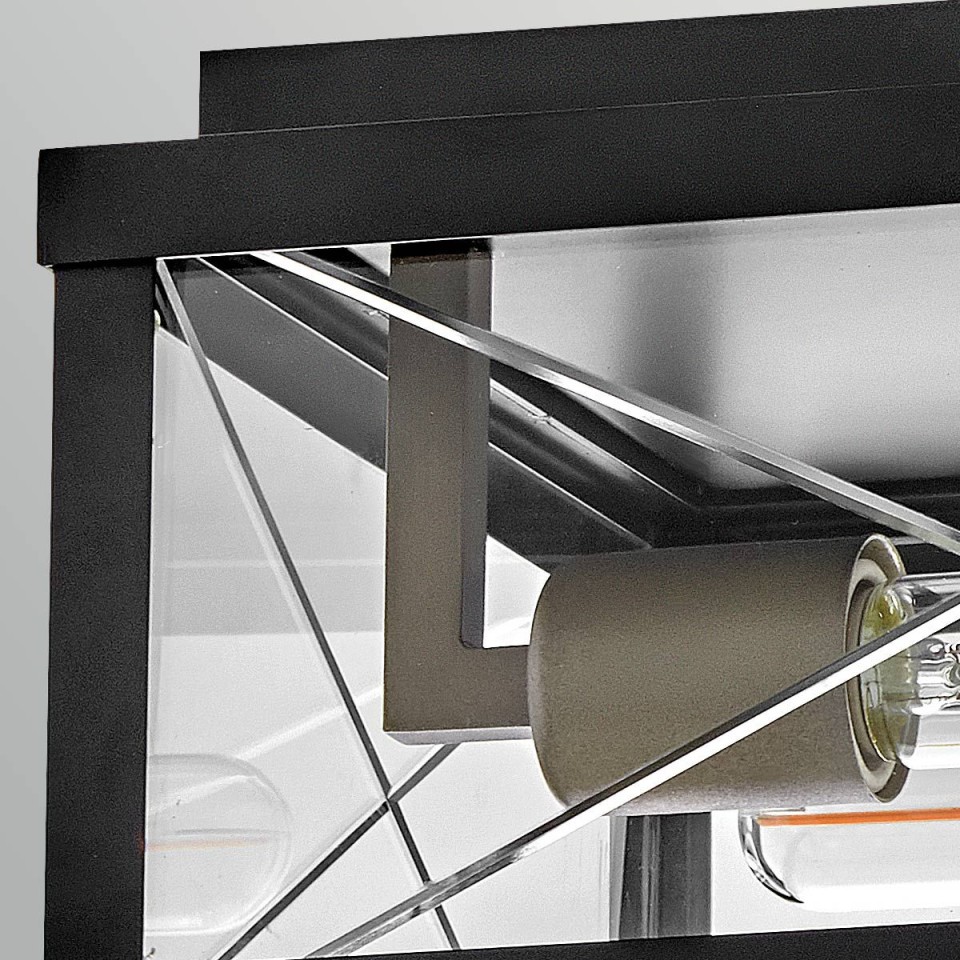Monte 2-lt outdoor flush ceiling light black/clear 30.5 cm IP44