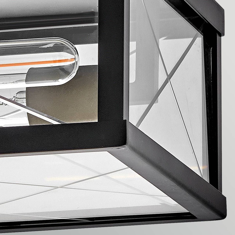 Monte 2-lt outdoor flush ceiling light black/clear 30.5 cm IP44