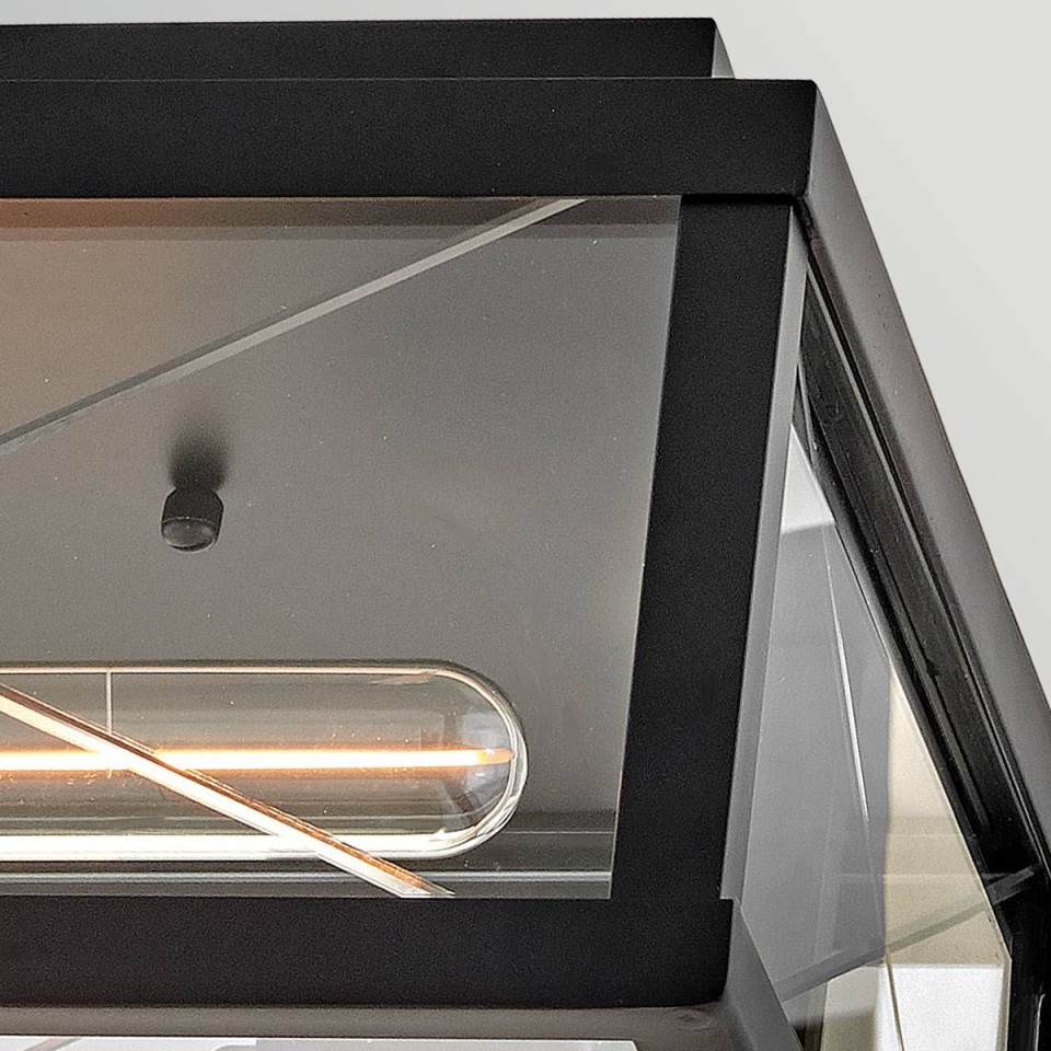 Monte 2-lt outdoor flush ceiling light black/clear 30.5 cm IP44