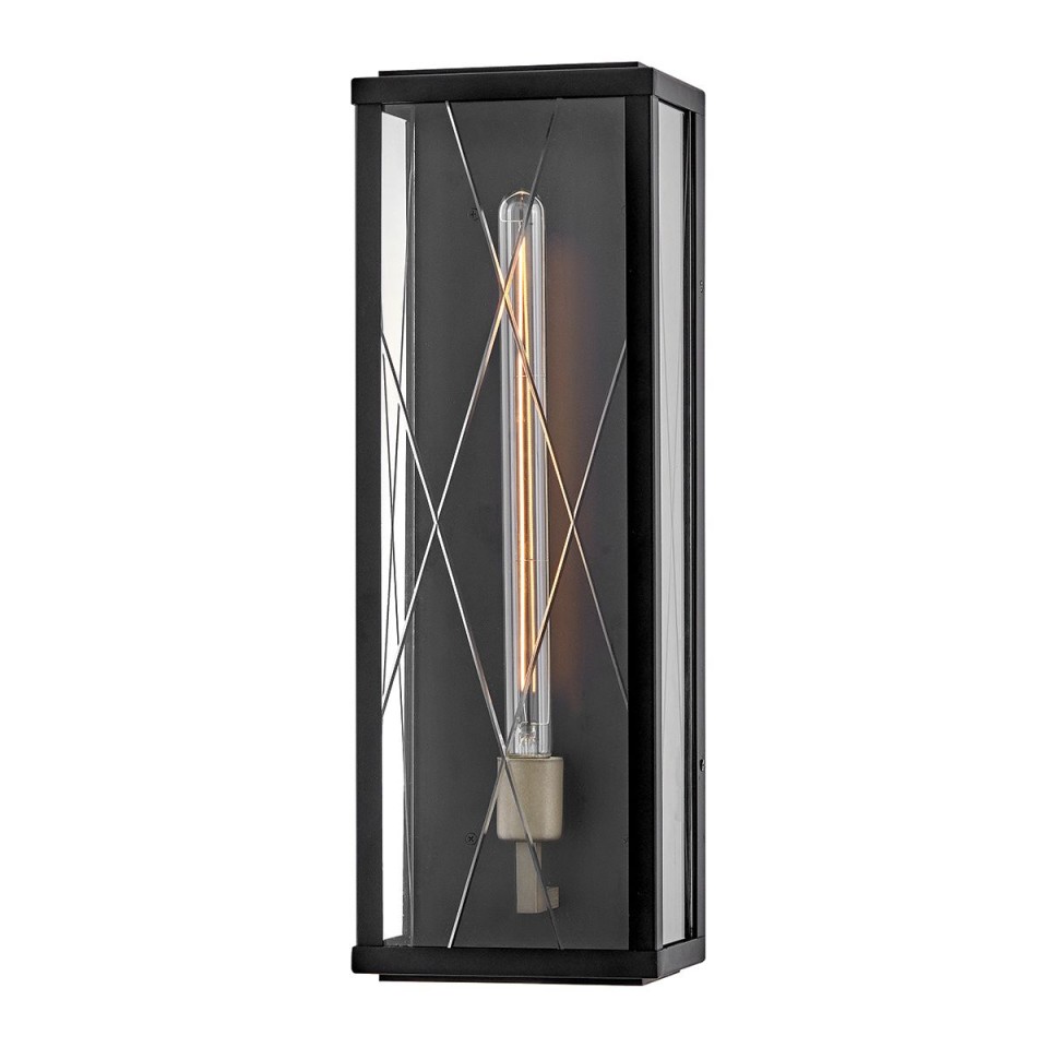 Monte 1-lt large outdoor flush wall light black/clear 55.9 cm IP44