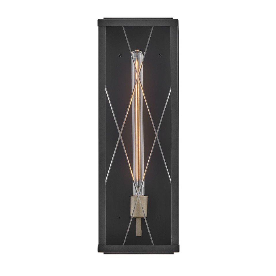 Monte 1-lt large outdoor flush wall light black/clear 55.9 cm IP44