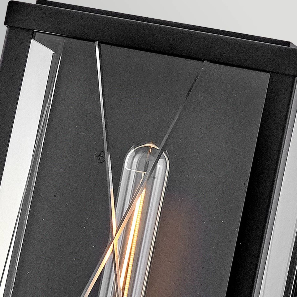 Monte 1-lt large outdoor flush wall light black/clear 55.9 cm IP44
