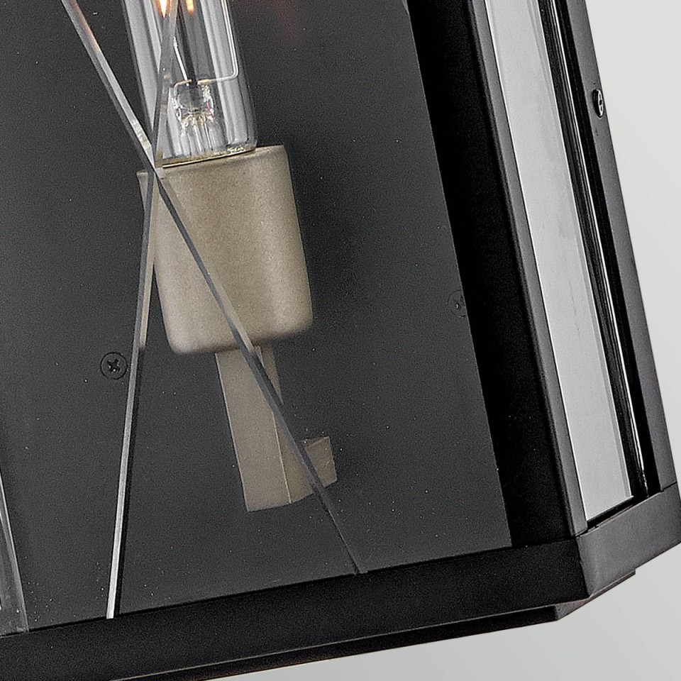 Monte 1-lt large outdoor flush wall light black/clear 55.9 cm IP44