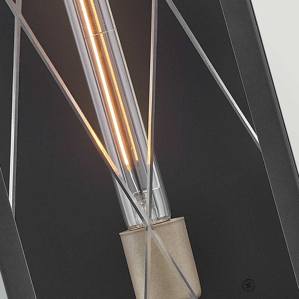 Monte 1-lt large outdoor flush wall light black/clear 55.9 cm IP44