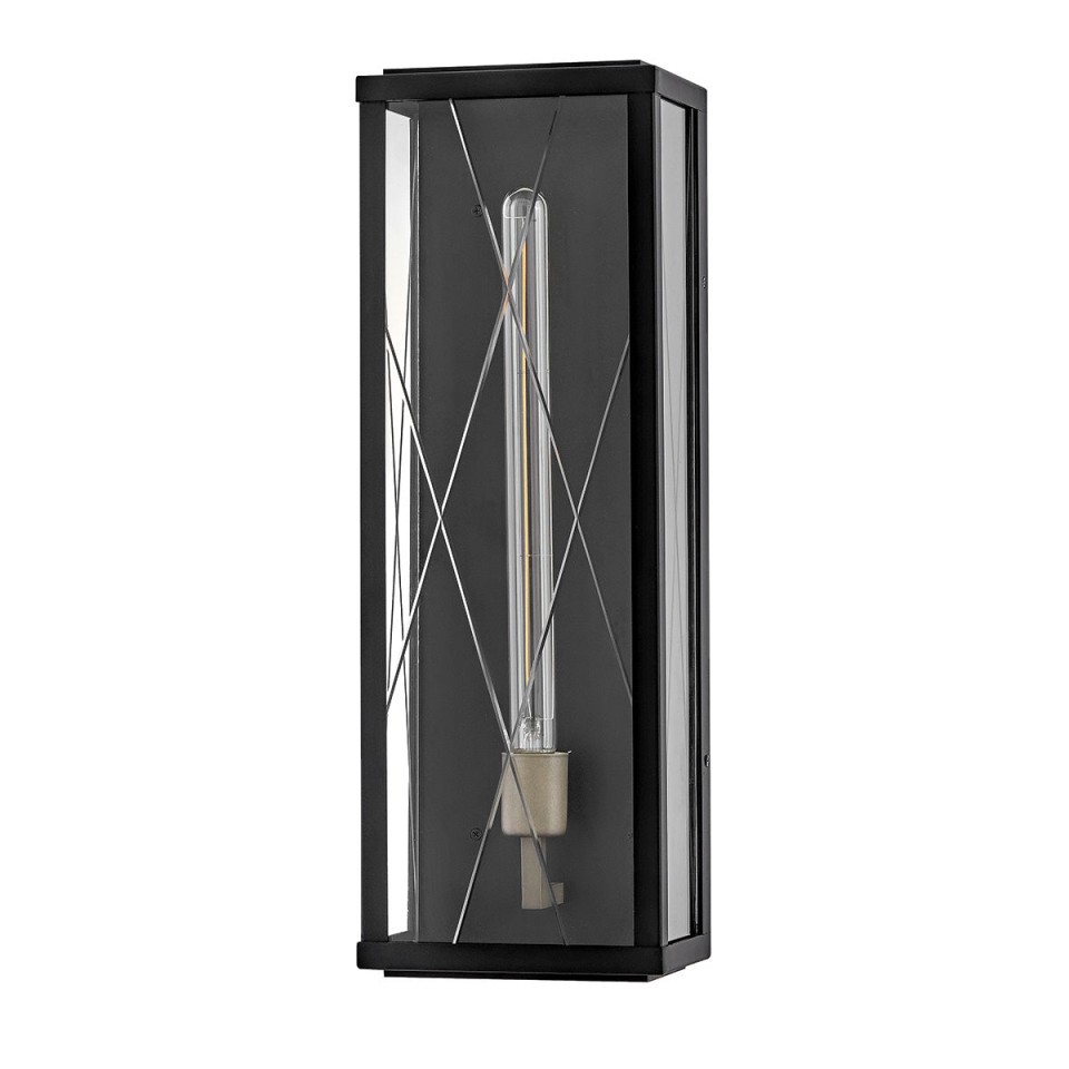 Monte 1-lt large outdoor flush wall light black/clear 55.9 cm IP44
