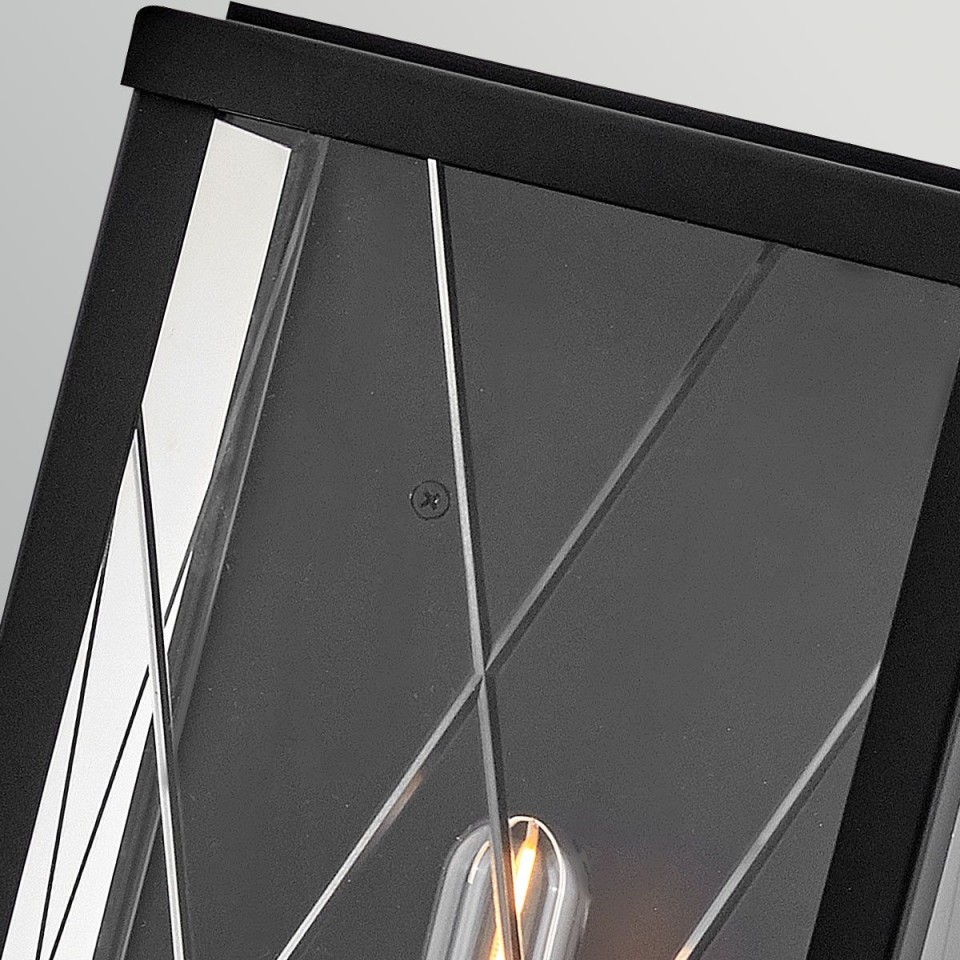 Monte 1-lt medium outdoor flush wall light black/clear 40.6 cm IP44
