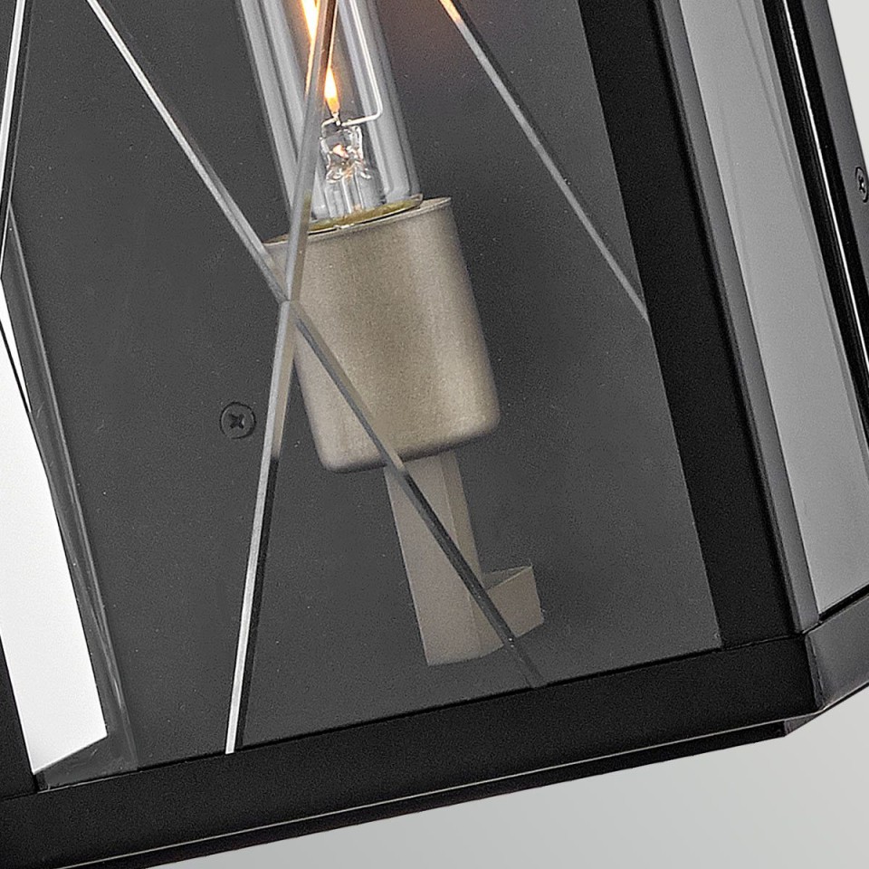 Monte 1-lt medium outdoor flush wall light black/clear 40.6 cm IP44