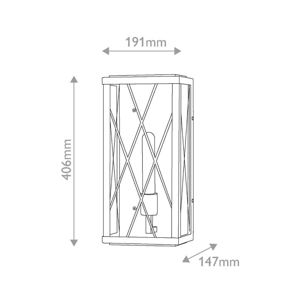 Monte 1-lt medium outdoor flush wall light black/clear 40.6 cm IP44