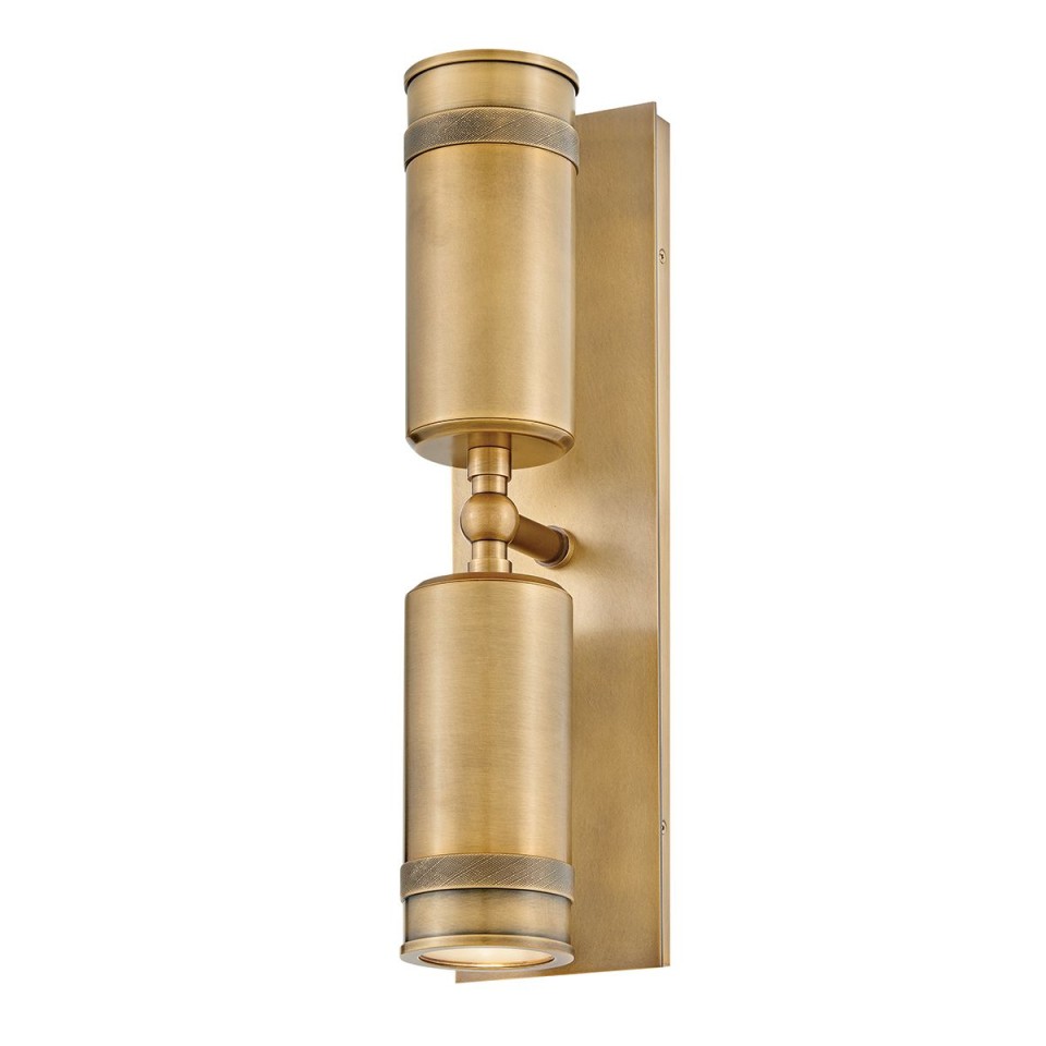 Pratt 2-lt outdoor up/down spot wall light heritage brass 48.3 cm IP44