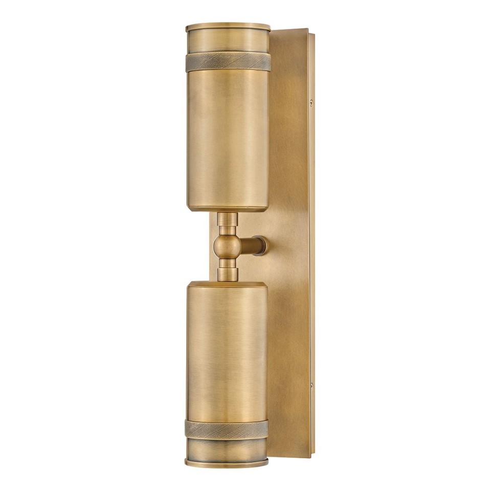 Pratt 2-lt outdoor up/down spot wall light heritage brass 48.3 cm IP44