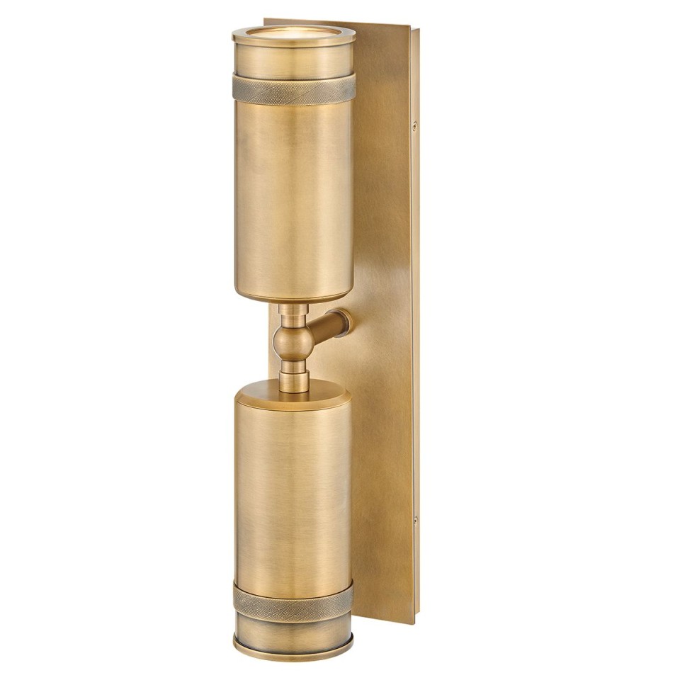 Pratt 2-lt outdoor up/down spot wall light heritage brass 48.3 cm IP44