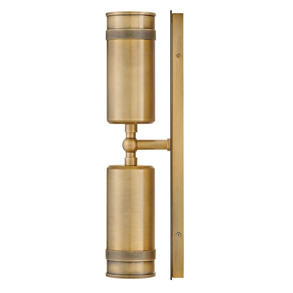 Pratt 2-lt outdoor up/down spot wall light heritage brass 48.3 cm IP44