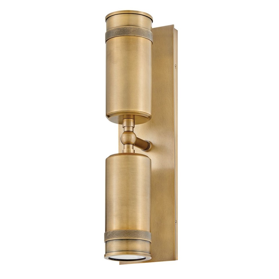 Pratt 2-lt outdoor up/down spot wall light heritage brass 48.3 cm IP44