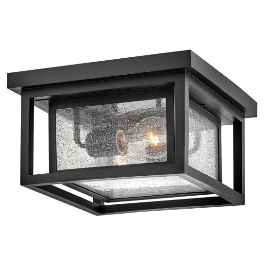 Republic 2-Ljus utomhus plafond svart/klar glas 27,9 cm IP44