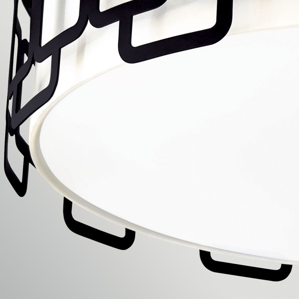 Sabina 4-lt large flush ceiling light black/off-white 57 cm