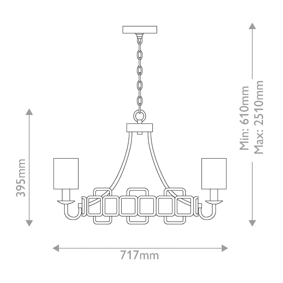 Sabina 5-lt chandelier black/off-white 71.7 cm