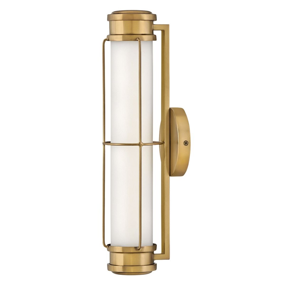 Saylor small bathroom wall light heritage brass/white 43.2 cm IP44