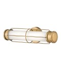 Saylor small bathroom wall light heritage brass/white 43.2 cm IP44